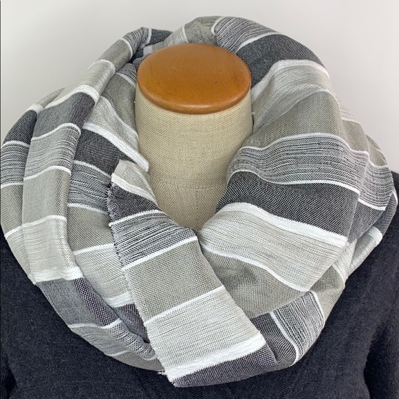 Gray and White Striped Scarf - Picture 1 of 4